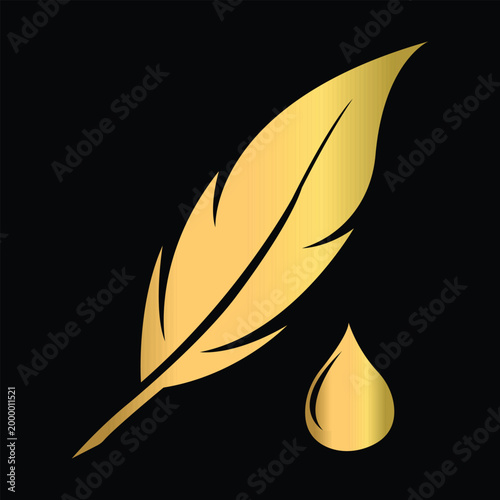 Elegant quill feather logo design 