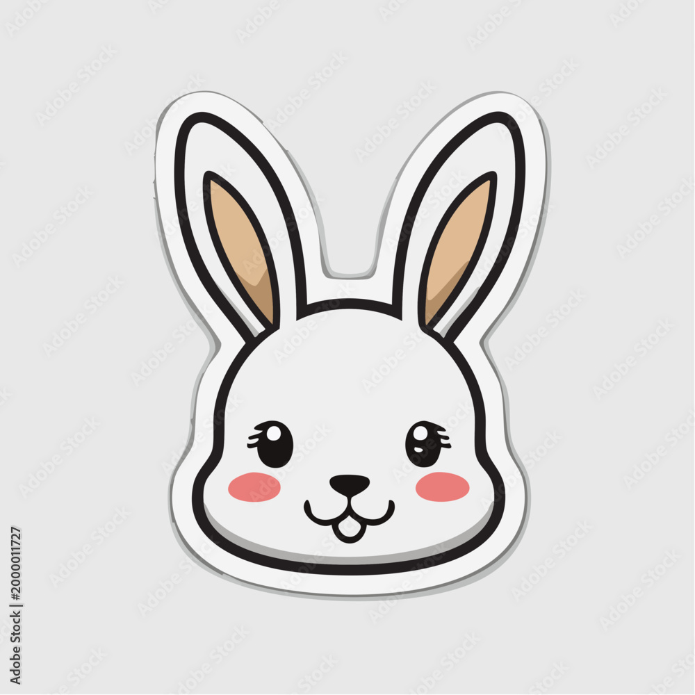 Obraz premium Cute Kawaii Bunny Face Sticker