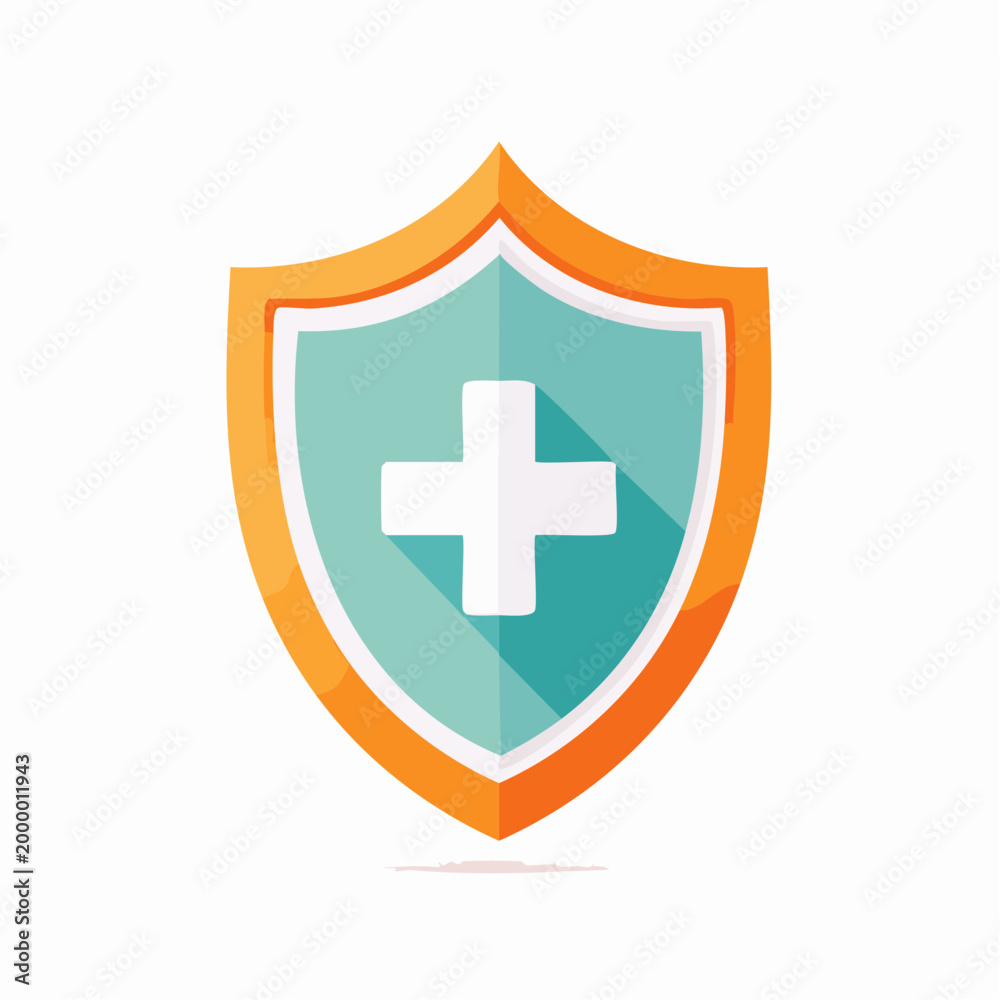Fototapeta premium Medical Shield Icon with Plus Symbol