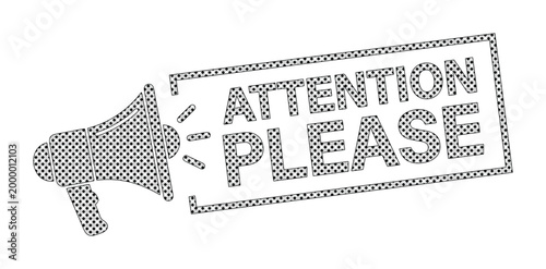 Photos Attention Please megaphone stamp vector, important message announcement, urgent