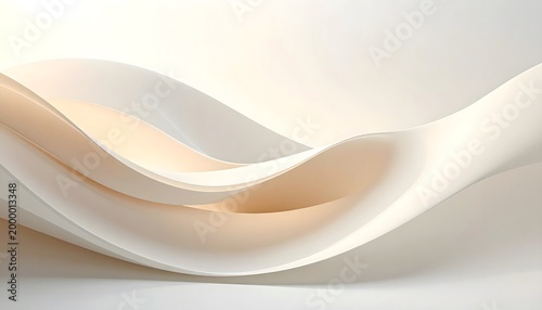 Formas abstractas blancas y beige con curvas fluidas en fondo minimalista luminoso