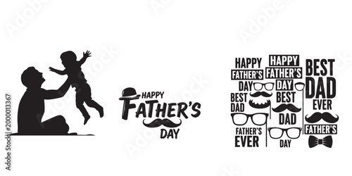 Heartwarming father's day illustration with silhouette and typography