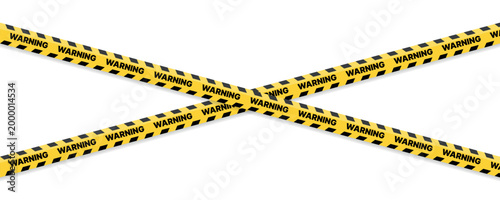 Schilderij op canvas Yellow warning tape with text warning isolated on transparent background, crosse