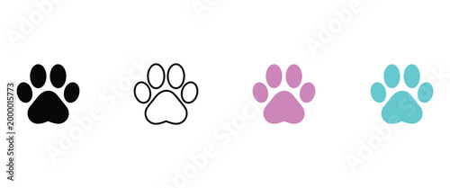 Photography Various color Dog paws vector art elements