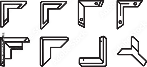 Set of minimalist wooden chairs and stool vector icons black outline Vector