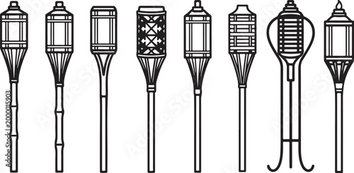 Vector illustration of vintage black desk lamps on white Vector