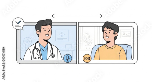 Doctor and patient communicate via video call for medical consultation.