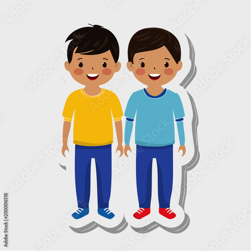 Two cartoon boys standing together