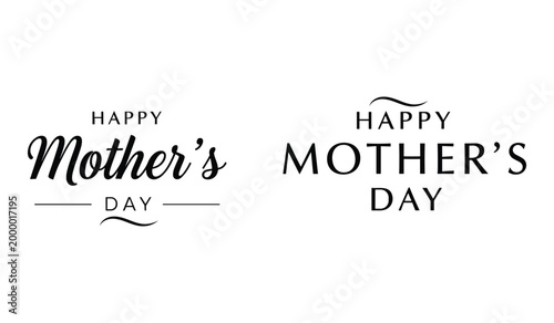 Two happy mothers day text in black fonts