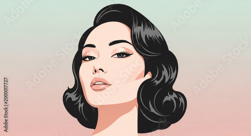 Elegant Woman with Vintage Hairstyle and Makeup.