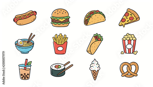 A variety of popular fast food items.