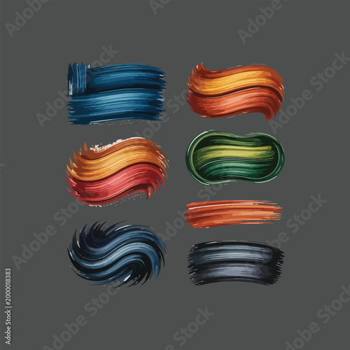 Brush strokes vector Set of text boxes. Paintbrush 