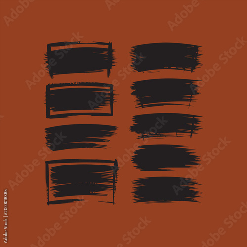 Brush strokes vector Set of text boxes. Paintbrush 