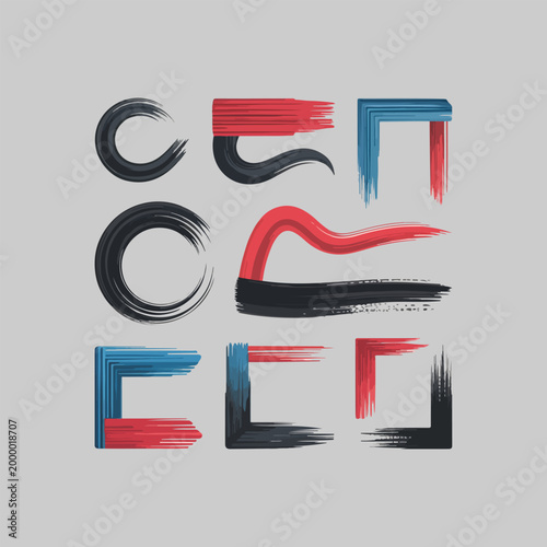 Brush strokes vector Set of text boxes. Paintbrush 