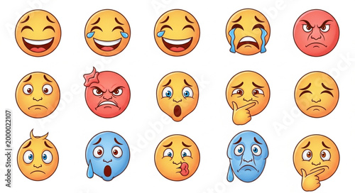 Emoji faces with various expressions.
