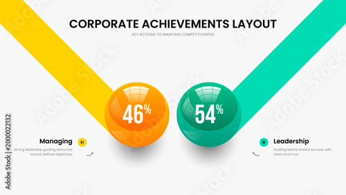 Educational Introduction 2 Step Chart Slideshow Template. Consulting Strategy Two Option Infographic Slide Layout. Modern Plan Frame Design Vector Illustration.