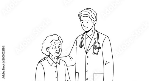 Doctor with elderly patient showing care and compassion.