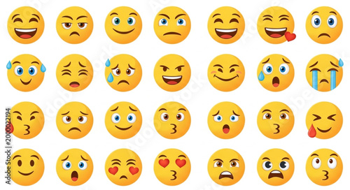 Emoji faces with various expressions.