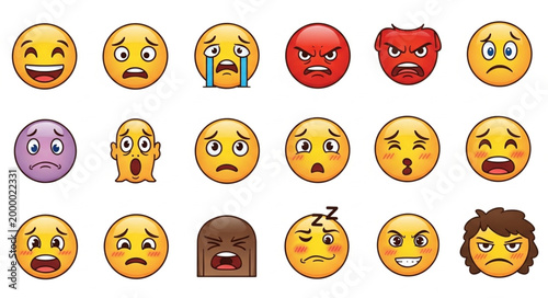 Emoji faces with various expressions.