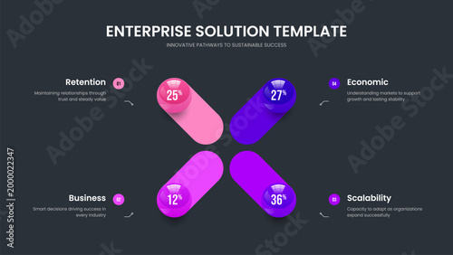 Project Proposal Four Step Graph Presentation Design. Educational Briefing 4 Option Chart Frame Template. Creative Visualization Slide Layout Vector Illustration.
