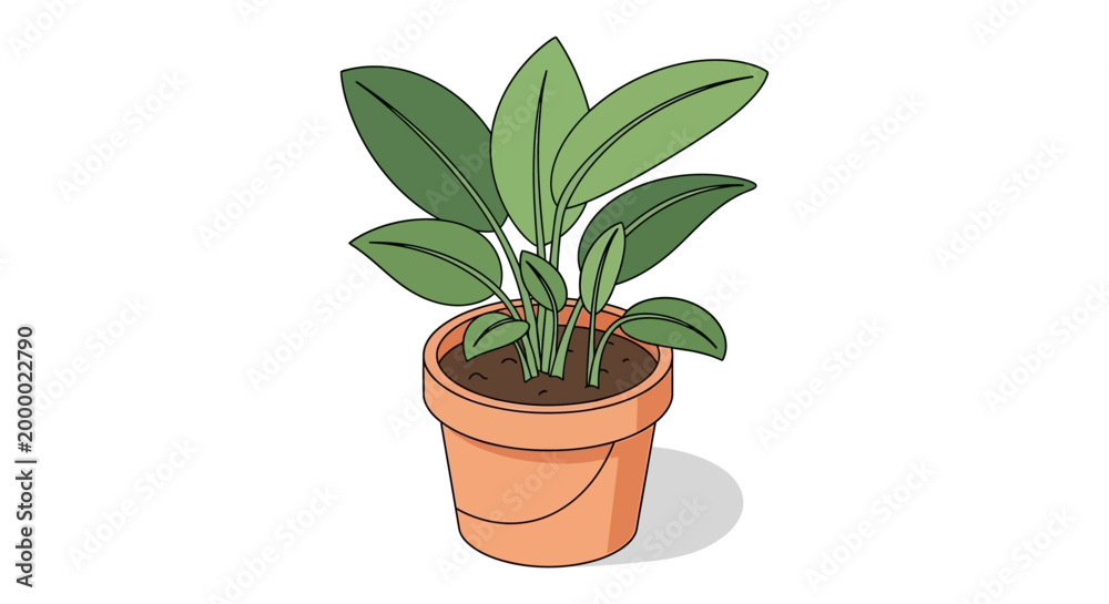 Fototapeta premium Cartoon potted plant illustration for design projects and commercial use