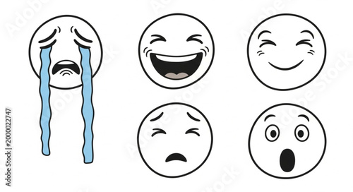 Emoticon faces with different expressions.