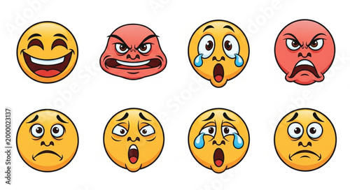 Emotions faces emoji set.