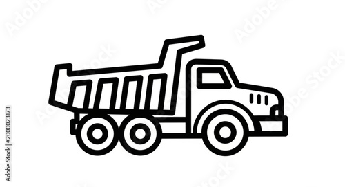Dump Truck Vehicle Icon Line Art Illustration.