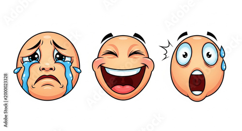 Emotions faces emoticons expressions.