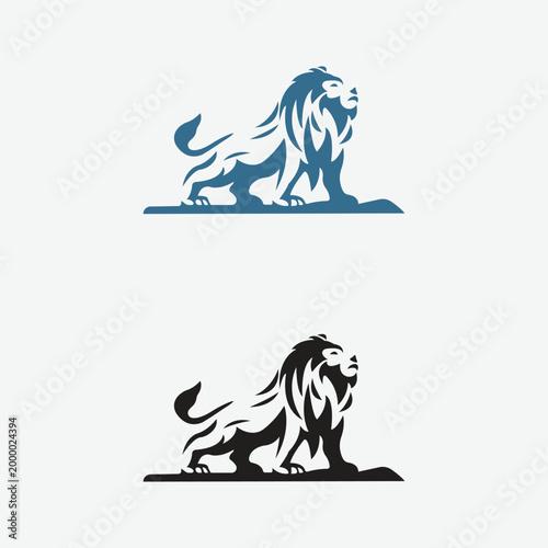 Minimal Lion Silhouette Logo Set – King Animal Badge Design