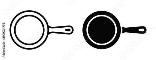 Two frying pans icons in black and white