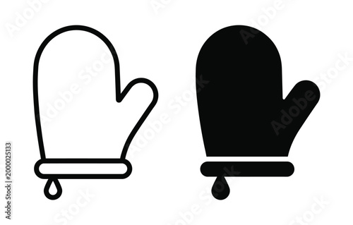 Black and white illustration of a pair of mittens