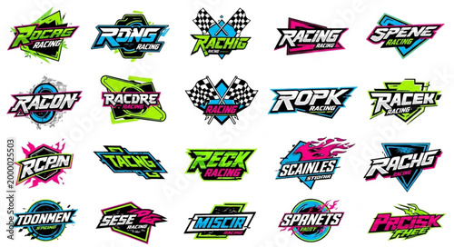 Collection of Modern Racing Sport Logos and Emblems.
