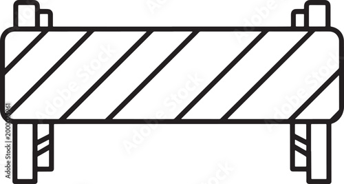 Road construction barrier with diagonal stripes isolated transparent background
