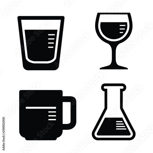 laboratory glassware icon set, ai generated