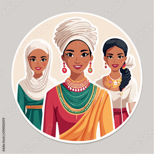 Diverse Women in Traditional Attire