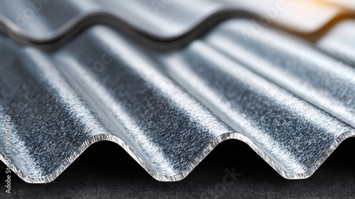 Corrugated metal sheet roofing material overlapping texture