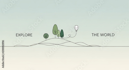 Explore The World Landscape Illustration.