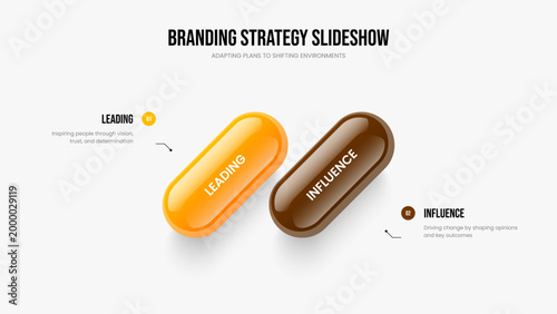 Digital Innovation Two Option Infographic Slideshow Design. Service Portfolio Frame Layout Vector Illustration. Corporate Growth 2 Step Diagram Presentation Template.