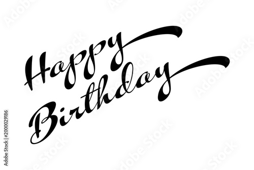 Happy Birthday - 手書き風の筆記体でおしゃれに書いた、「Happy Birthday（誕生日おめでとう）」のロゴマーク、カリグラフィー
