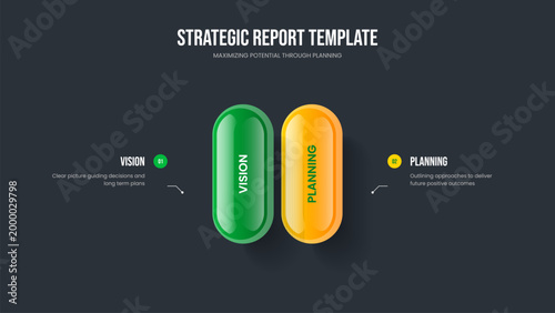 Professional Solution Frame Layout Vector Illustration. Business Growth Two Element Infographic Slideshow Template. Market Insight 2 Option Diagram Presentation Design.