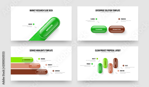 Project Introduction One Two Three Four Step Diagram Presentation Design Vector Illustration Bundle. Company Profile 1 2 3 4 Element Infographic Frame Layout Set.