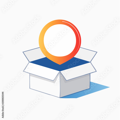 Open Box with Location Pin Icon