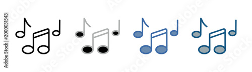 
music sign icon set multiple style collection with music sign design