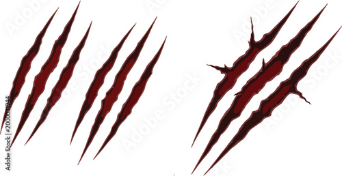 Claw marks a pair of intense jagged scratches on a white background
