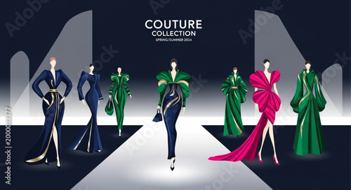 Fashion Models Couture Runway Show.