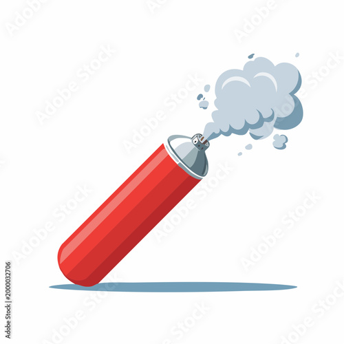 Red Spray Can Emitting Smoke