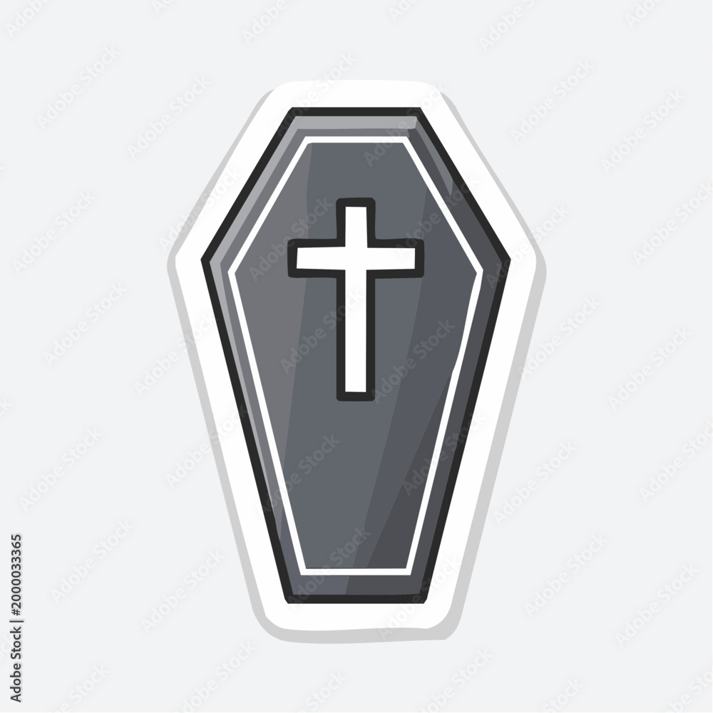 Obraz premium Stylized Coffin with Cross Icon