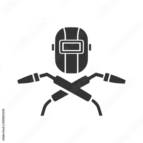 Vintage Welding Service Badge Logo with Crossed Welding Torches and Spark for Industrial Metalwork Branding Vector Illustration