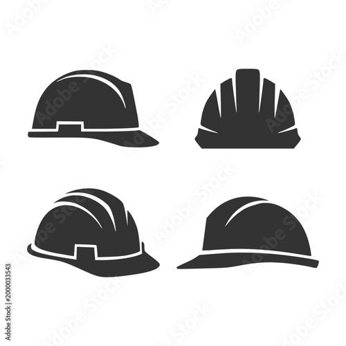 Set of Safety Helmet Icons and Hard Hat Silhouettes for Construction Site Engineering and Worker Protection Branding Vector Icon Illustration